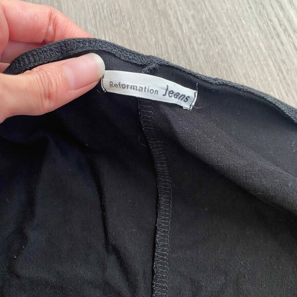 Reformation Jeans Pippa Black Midi Dress Size L Coquette Goth Grunge Stretchy - Picture 3 of 7